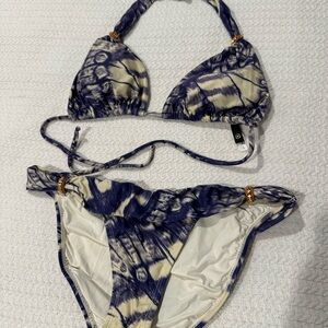 Stylish Purple and Cream Bikini Set